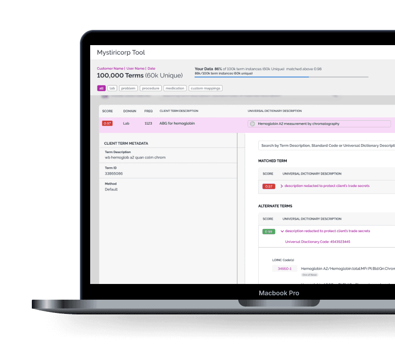 Medical informatics tool interface on MacBook Pro